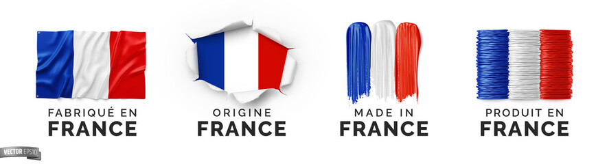 Vector made in France logos on a white background. - 479724624