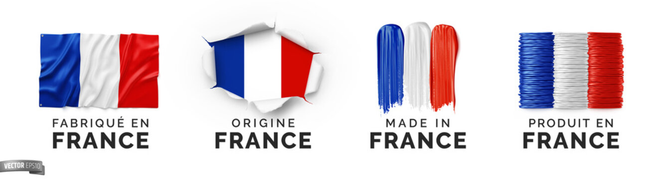 Vector made in France logos on a white background.