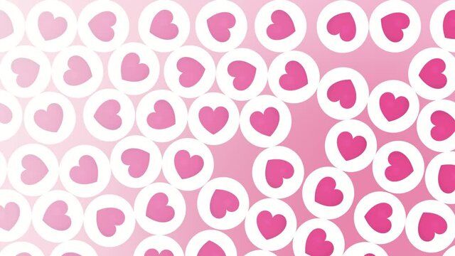 Pretty pink hearts in a white circle, animated and filling the screen.