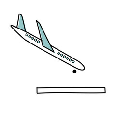 着陸する飛行機