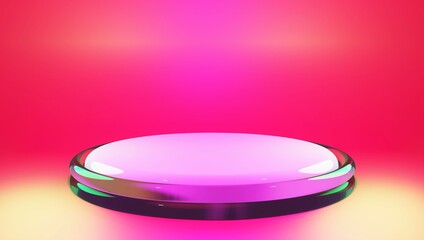Product showcase pink romantic stage pedestal with mystic lights. Valentines day scene. Cosmetics beauty podium platform. 3d render scene display background