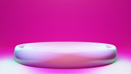 Product showcase pink romantic stage pedestal with mystic lights. Valentines day scene. Cosmetics beauty podium platform. 3d render scene display background