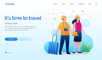 travel landing page website. Vacation illustration flat vector template. Holiday trip