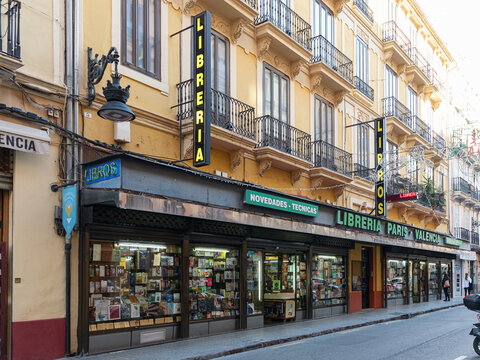 VALENCIA, SPAIN - JANUARY 10, 2022: Paris Valencia is a traditional Valencian bookstore