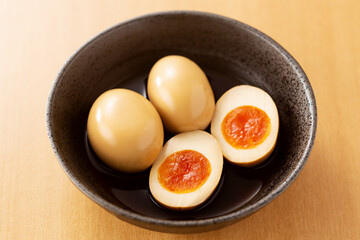 半熟卵　煮卵　味付け卵　卵　ゆで卵　おつまみ　トッピング　卵料理 