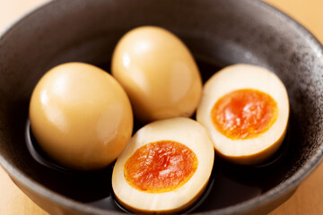 半熟卵　煮卵　味付け卵　卵　ゆで卵　おつまみ　トッピング　卵料理 