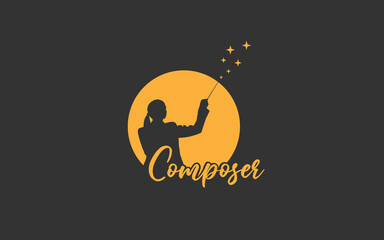 Conductor with a conductors baton woman vector image