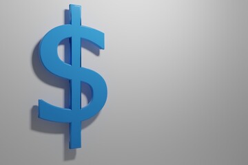 Money or investments. Blue vector dollar logo, currency sign. Dollar currency 3d style isolated on white background. 3D Dollar symbol. 3d illustration