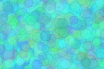 Abstract illustration of layers of different size circles on a pastel green and blue background