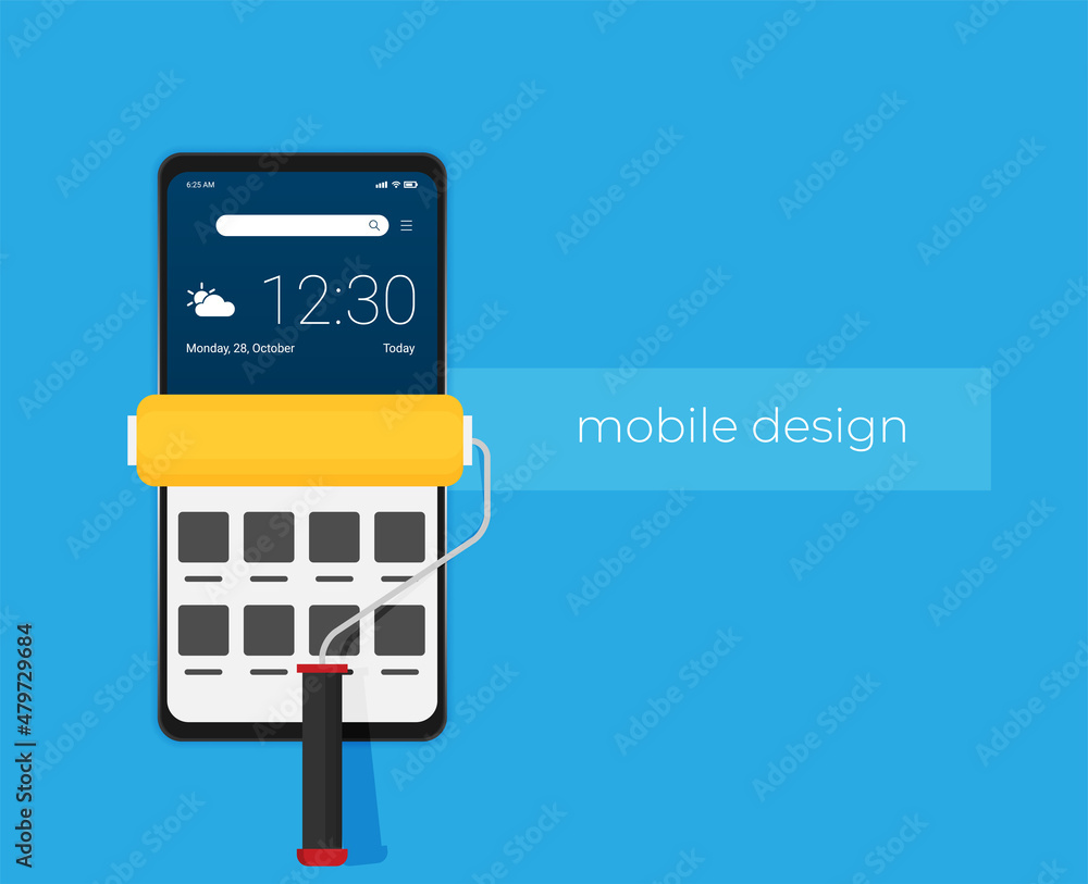Poster mobile application interface flat vector