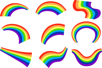 七色の虹の曲線アーチのイラスト 同性愛 ファンタジー