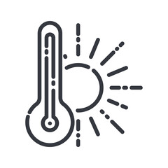 Thermometer line icon isolated on transparent background.