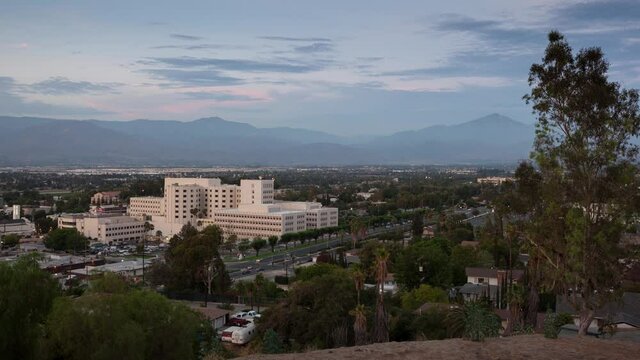 Hospital Sunset Time Lapse Overlooking Loma Linda California