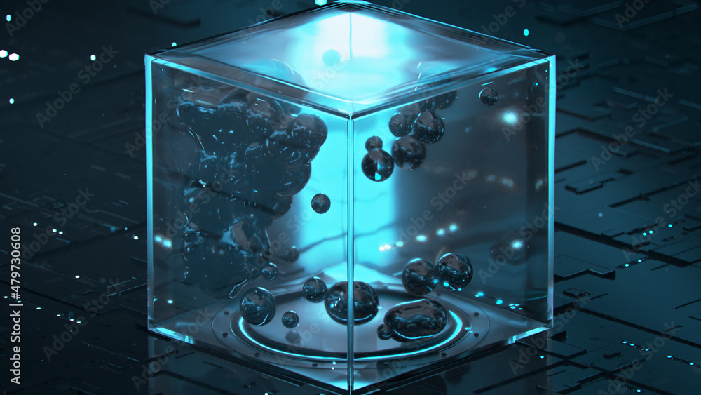 Poster futuristic experiments with anti gravity field 3d rendering illustration