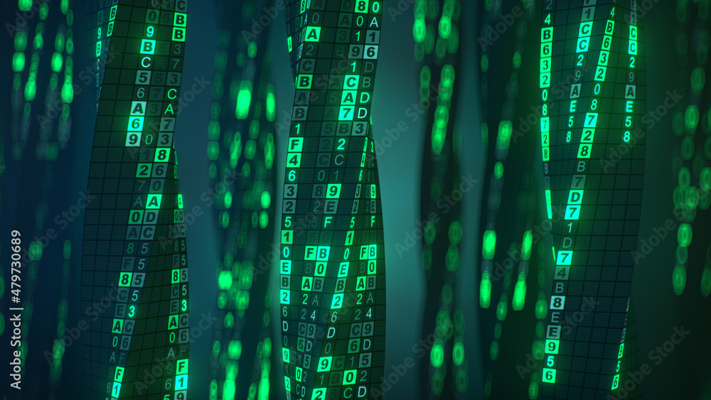 Poster digital background green matrix 3d render