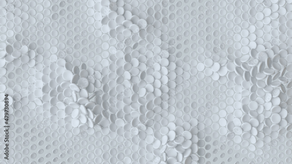Poster white circles pattern 3d render