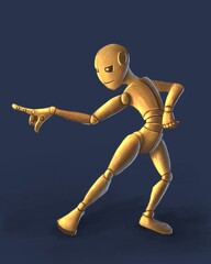 Dancing cute vintage gold robot