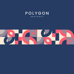 New style os Minimalistic Geometry composition style in muilti-Colored texture Design, with text on blue backgroun, pink and blue and cream, used in wallpaper, patterns, Vector illustration