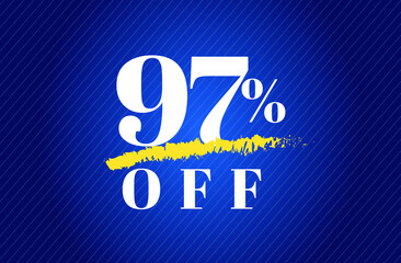97% off tag ninety seven percent discount black friday sale white letter blue gradient  background