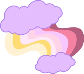 両端の雲と七色の虹のアーチのイラスト 同性愛 ファンタジー