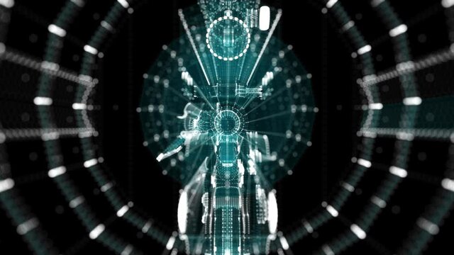 Submachine Gun Hologram. Weapon and Technology Concept