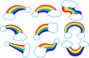 両端の雲と七色の虹のアーチのイラスト 同性愛 ファンタジー