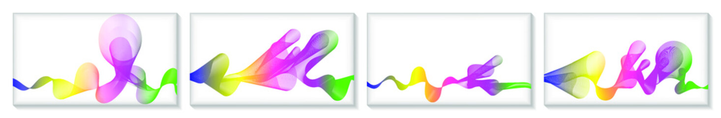 Set of 3D modern wave curve abstract presentation background.  Abstract decoration, pattern, banner, cover, flyer. 3d Vector illustration. Can be used vertically and horizontally.