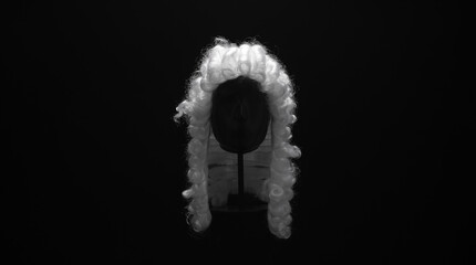 court wig on a black background - obrazy, fototapety, plakaty
