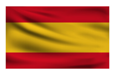 Obraz premium Realistic National flag of Spain. Current state flag made of fabric. Vector illustration of lying wavy cloth in national colors of Spain.