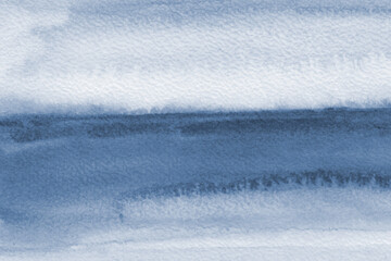 Abstract painting. Watercolor texture in cyanotype monochrome blue . Modern art landscape. Painted background, concept of sky, snow, ice