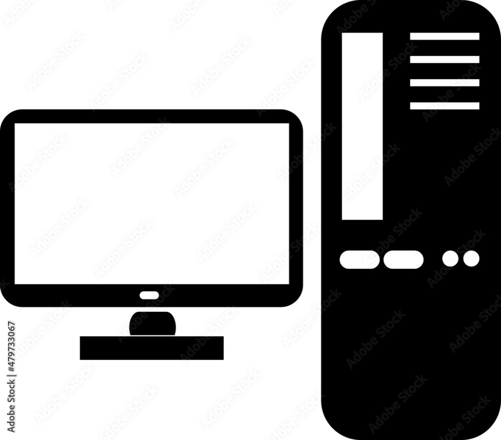 Poster computer desktop vector icon, pc symbol. simple, flat design for web or mobile app.eps