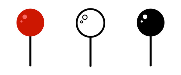 Map pin location signs set. Pushpin, label, place, needle on white background.