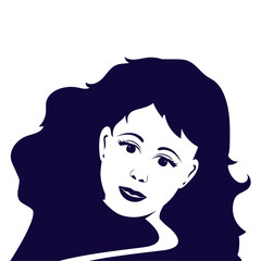 Silhouette of a young woman. Long hair.