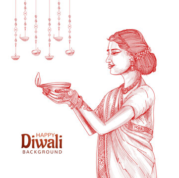 How to draw Diwali festival picture | girl decorating diwali lights | diwali  drawing with ink pen | Diwali drawing, Doodle drawings, Pen and ink