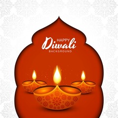 Fototapeta na wymiar Diwali festival greeting card with Diwali diya oil lamp background
