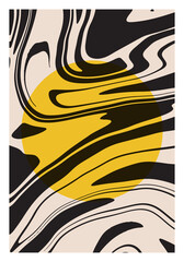 Trendy retro 1970s style abstract wall art poster