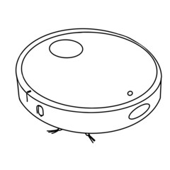 smart robot vacuum cleaner cleans a room with an armchair, Modern intelligent household appliances for cleaning an apartment. Flat vector