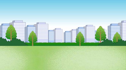 Obraz premium 都会のビル群と公園