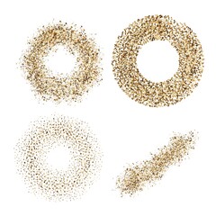 Strokes of gold glitter make up on white ground