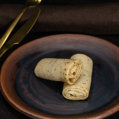 Pancakes on a ceramic plate