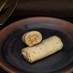Pancakes on a ceramic plate