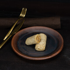 Pancakes on a ceramic plate