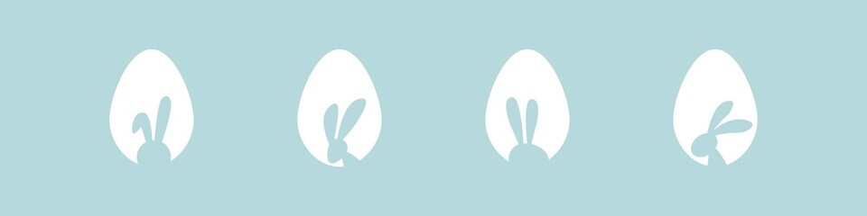 Easter egg hunt. Easter rabbit set. Bunny outline vector illustration. Bunny rabbit cut out on easter egg isolated.