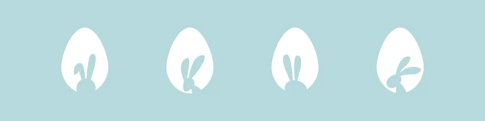 Fotobehang Easter egg hunt. Easter rabbit set. Bunny outline vector illustration. Bunny rabbit cut out on easter egg isolated. © Precious