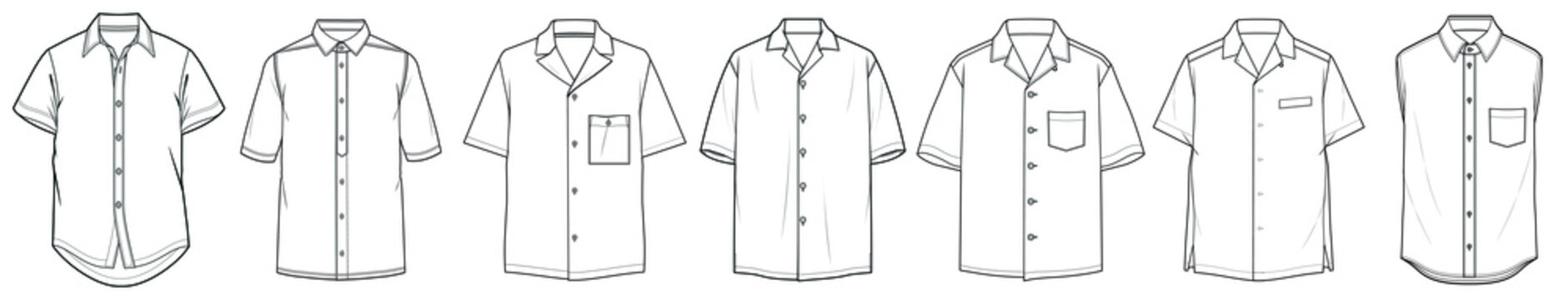 mens short sleeve shirts fashion flat sketch vector illustration