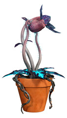 3D Rendering Carnivorous Plant on White