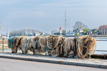 fishing net on the port of Barfleur, France