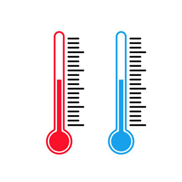 Thermometer icon. Temperature control concept. High and low temperature. Vector on isolated background. EPS 10