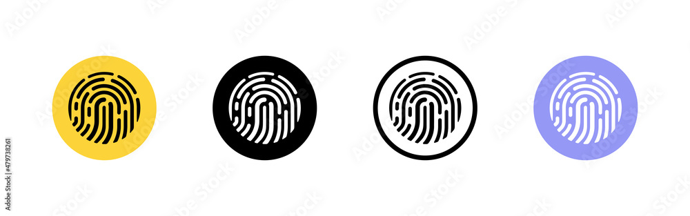 Poster fingerprint icon set. touch id scanner icon. fingerprint digital identification on smartphone icon. 