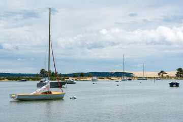 CAP FERRET (Bassin d'Arcachon, France), la Conche du Mimbeau face à la dune du Pilat